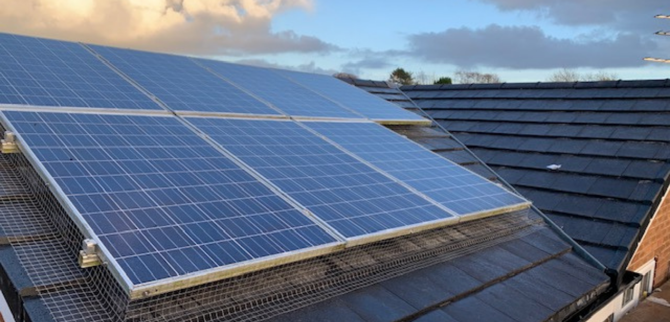 Solar Roofing project.  Re-roofing a property with existing solar PV system installed