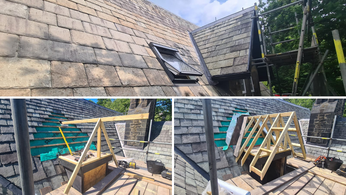 Re-roof of historic building in Keighley including building of new dormer structure