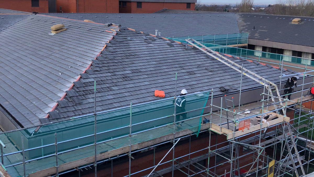 commercial roofing project at Tameside Hospital