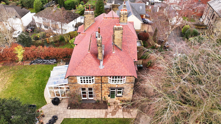 Re-roofing in Rosemary Clay tiles. Old Vicarage in Bingley, West Yorkshire