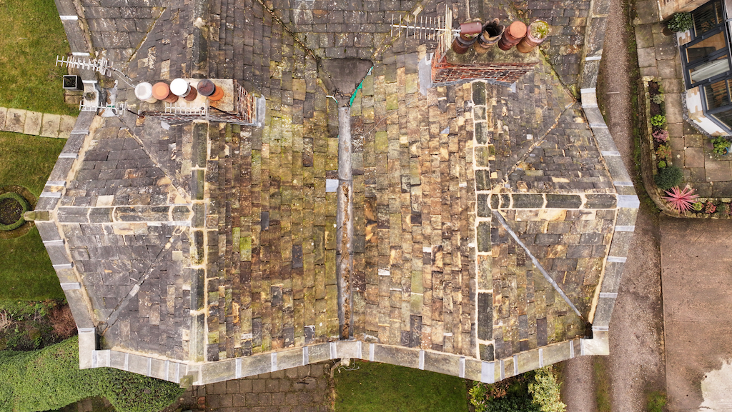A view from above of a re-roof in Gomeral, Bradford
