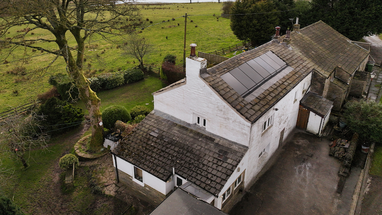 integrated solar pv system with battery storage on rural property in Colne